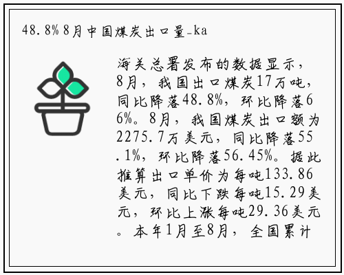 48.8% 8月中国煤炭出口量_kaiyun网页版登录入口